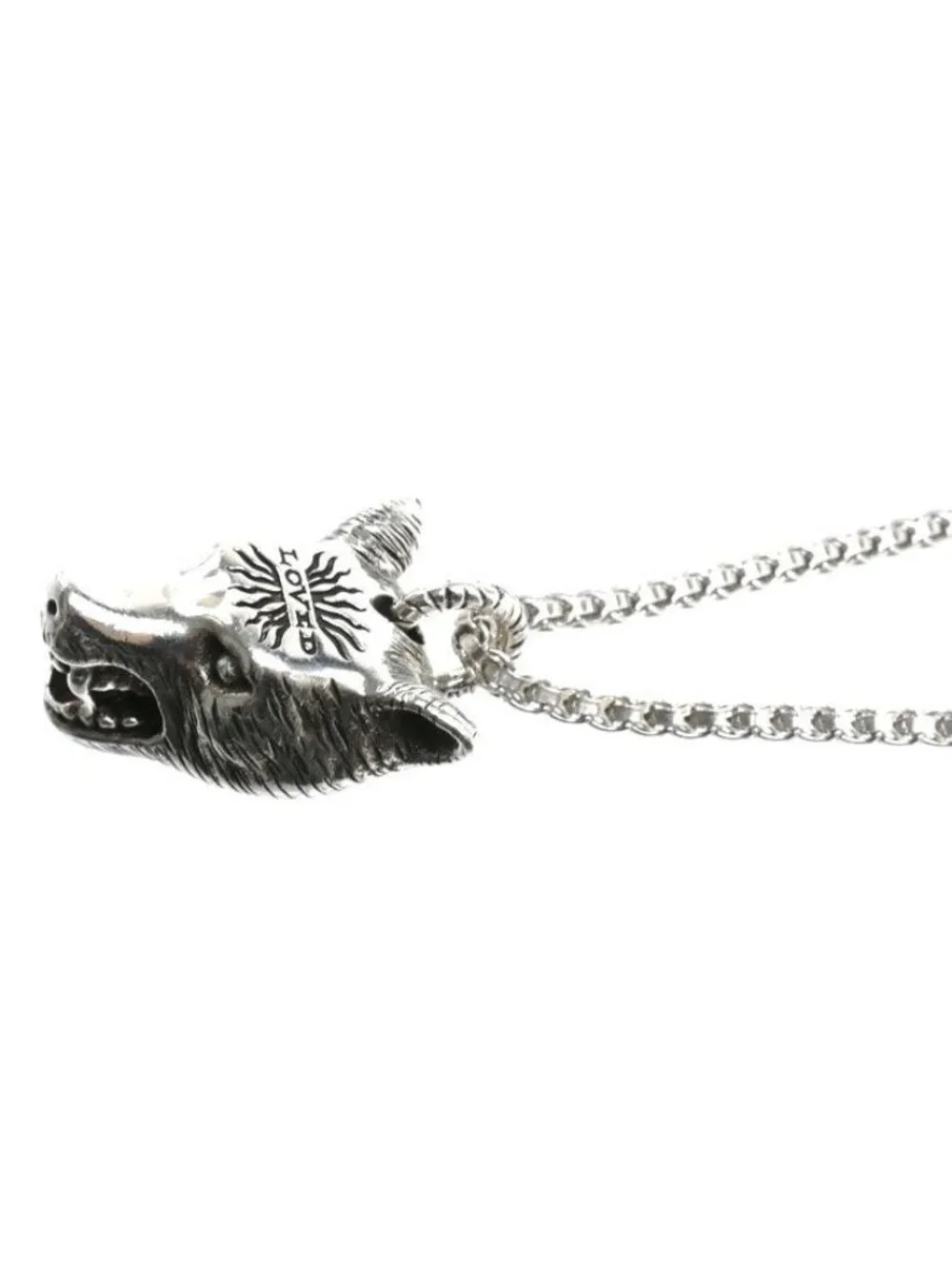 Gucci 925 Sterling Silver Anga Forest Wolf Head Necklace 50.5 56